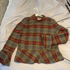 Plaid flared sleeve top BP brand